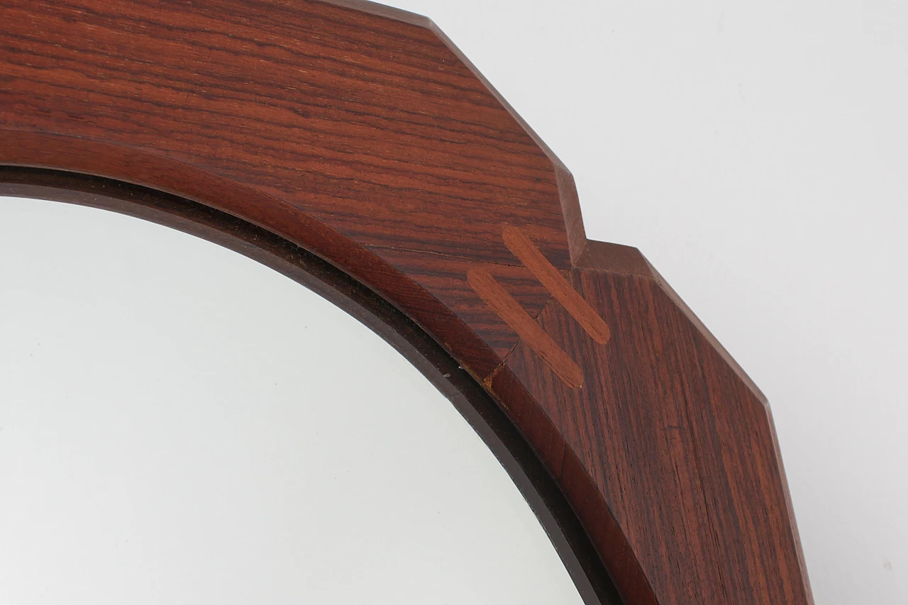 Specchio da parete ovale con cornice geometrica in legno, anni '60 6