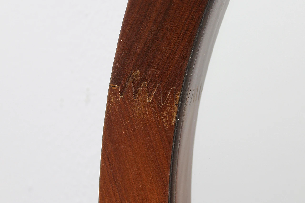 Specchio da parete rotondo con cornice in legno, anni '60 8
