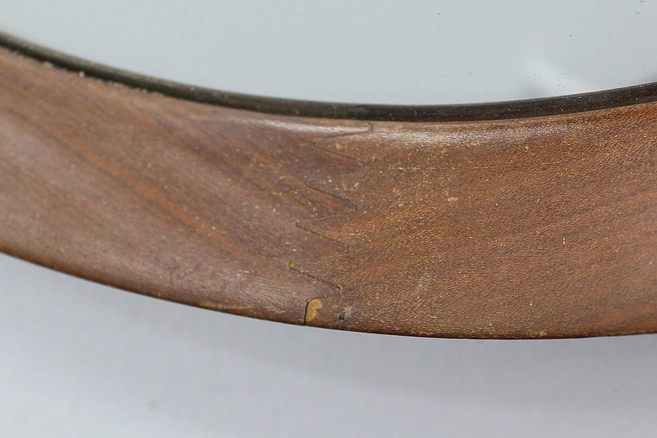 Specchio da parete rotondo con cornice in legno, anni '60 9