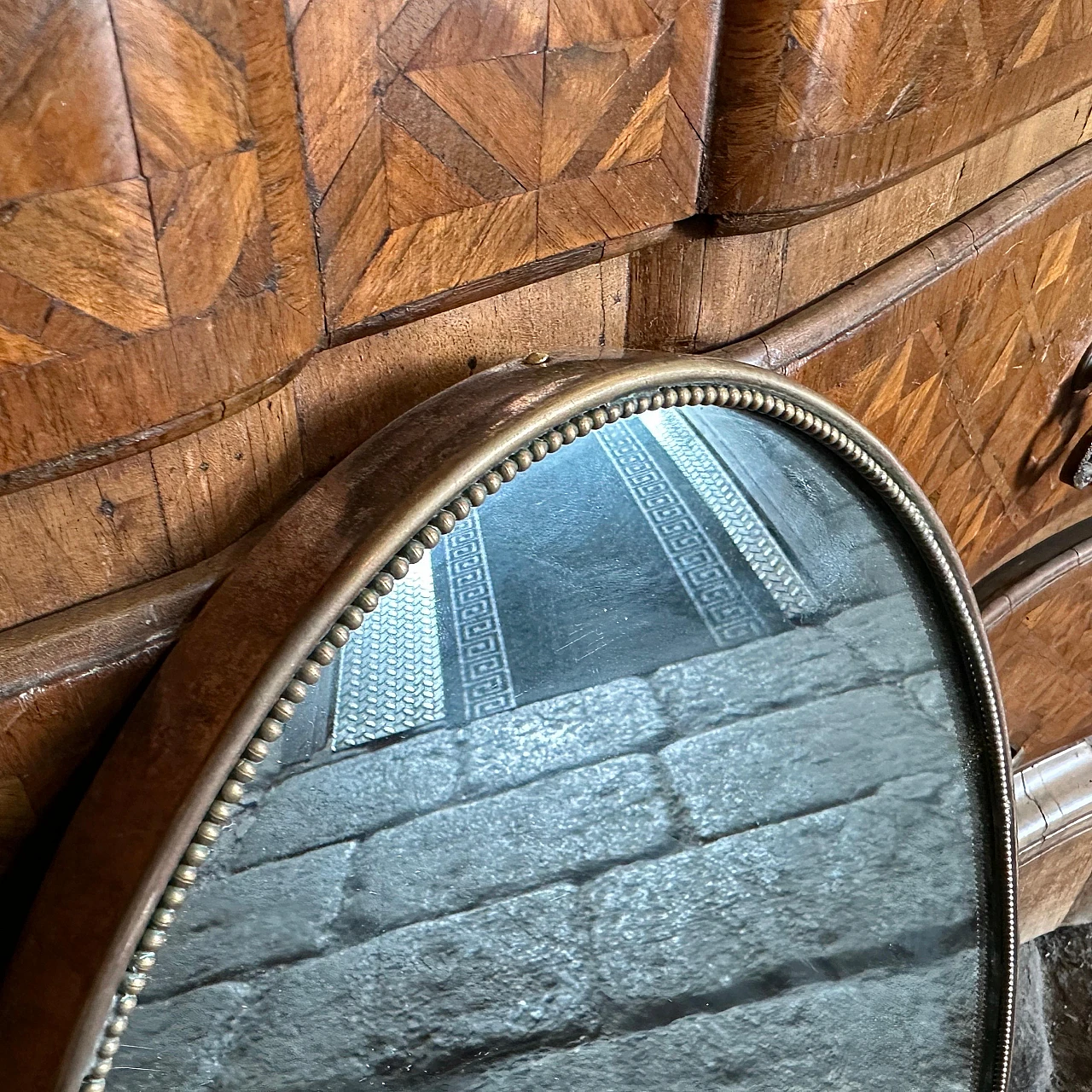 Specchio da parete ovale in ottone in stile Gio Ponti, anni '50 4