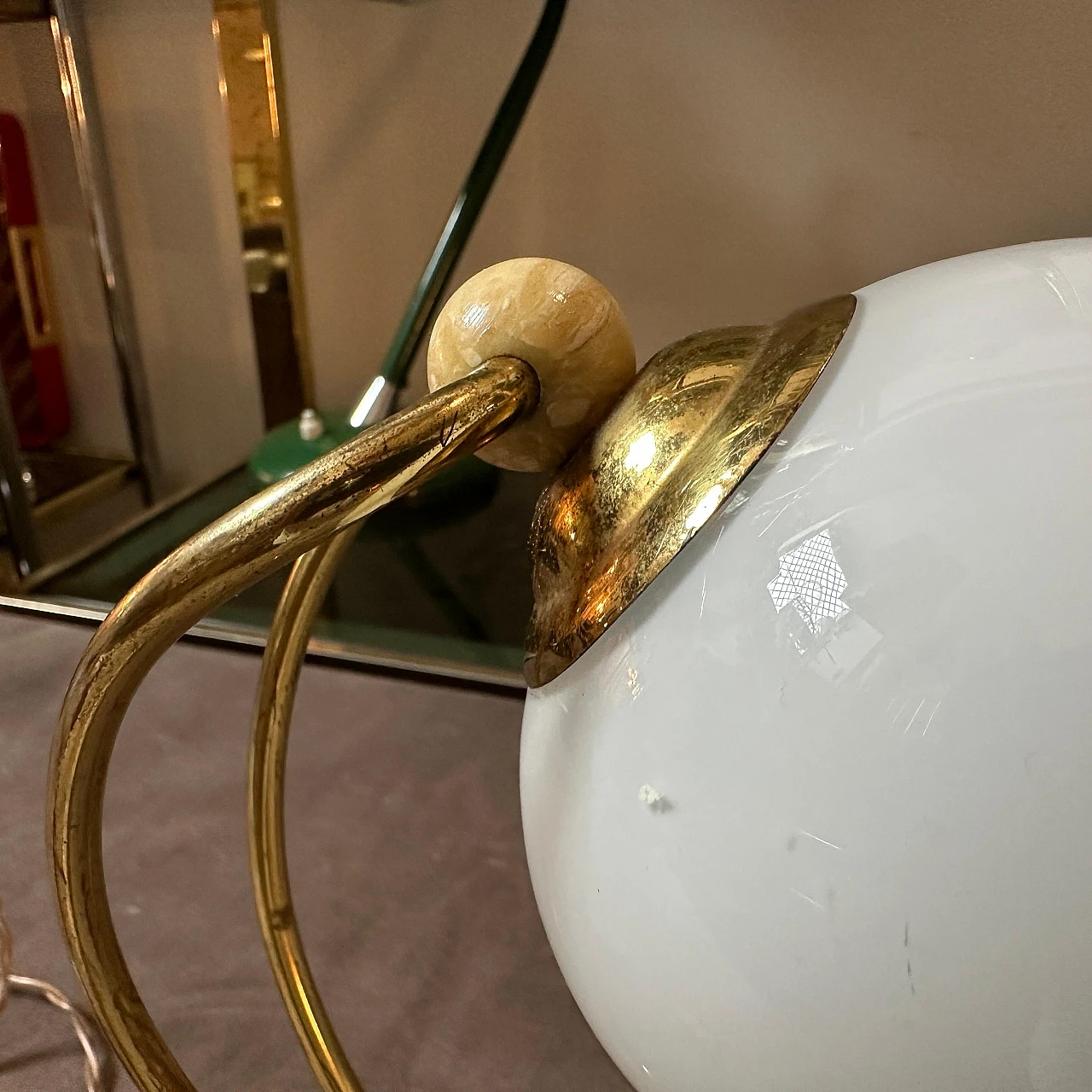 Lampada da tavolo in ottone e vetro in stile Fontana Arte, anni '50 5