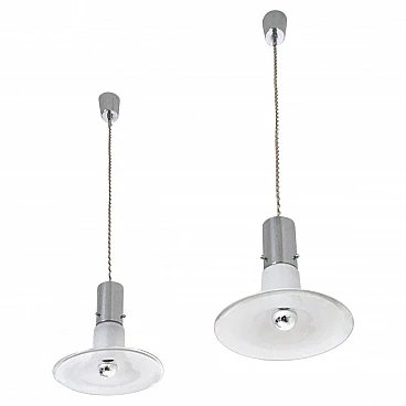 Pair of glass ceiling lamp attributed A.Pianon for Vistosi, 1960s