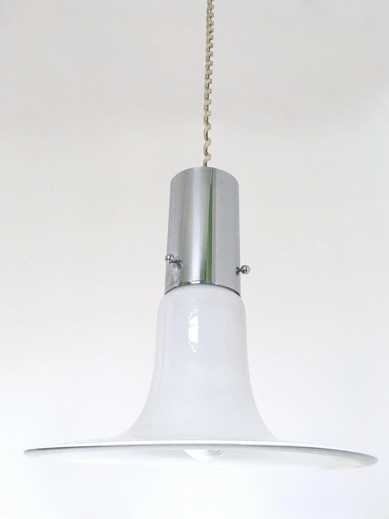 Pair of glass ceiling lamp attributed A.Pianon for Vistosi, 1960s 5