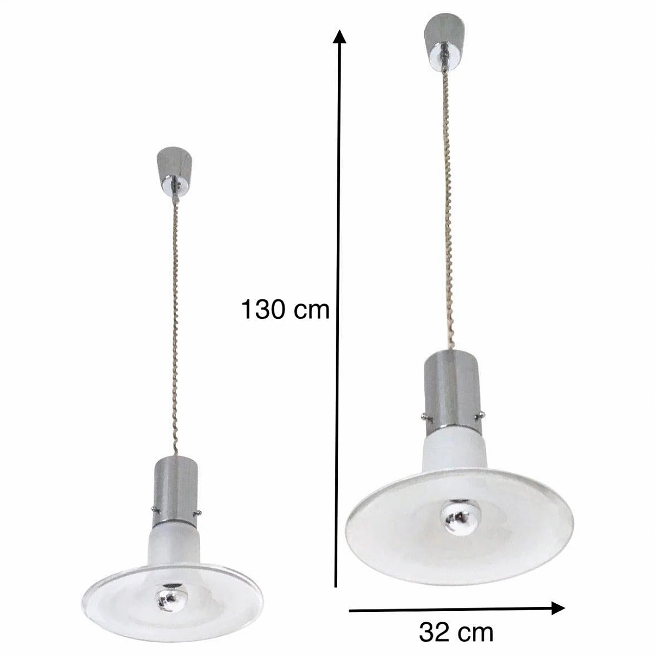 Pair of glass ceiling lamp attributed A.Pianon for Vistosi, 1960s 7