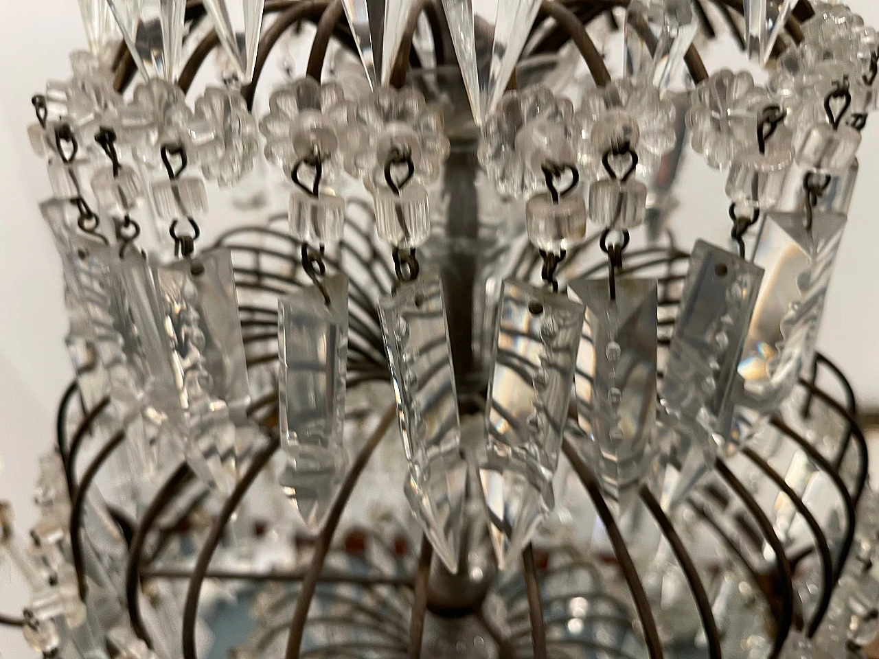 Coppia di lampadari a cascata in cristallo, anni '40 6