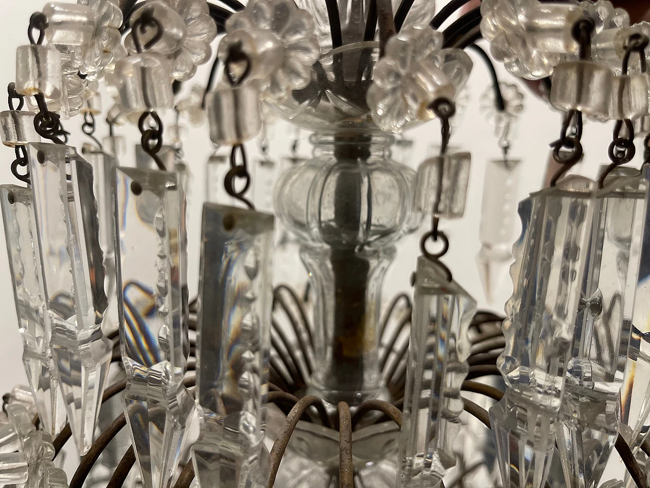 Coppia di lampadari a cascata in cristallo, anni '40 9