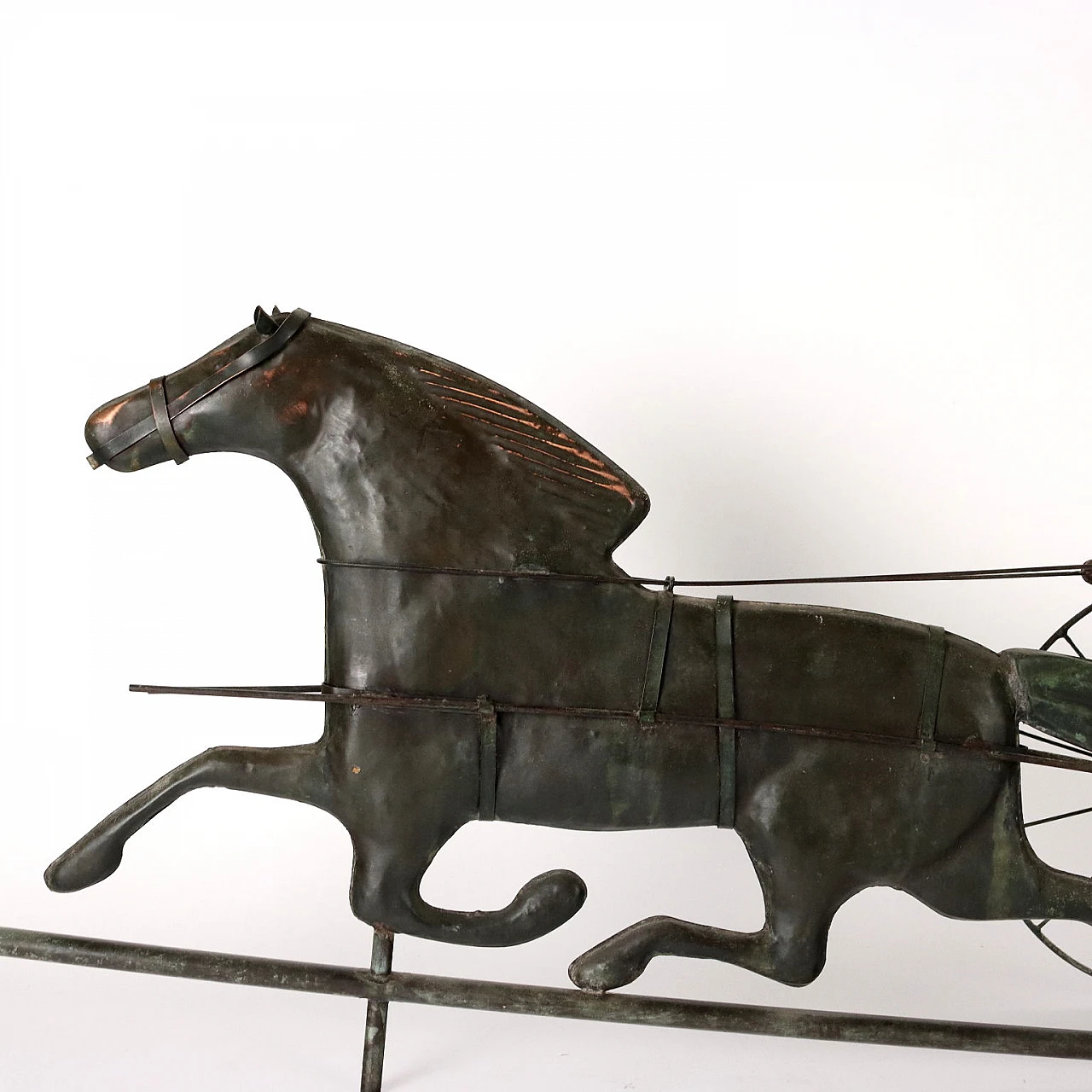 Embossed copper sculpture of racehorse with jockey 3