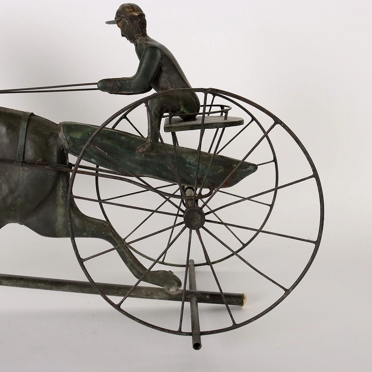 Embossed copper sculpture of racehorse with jockey 4
