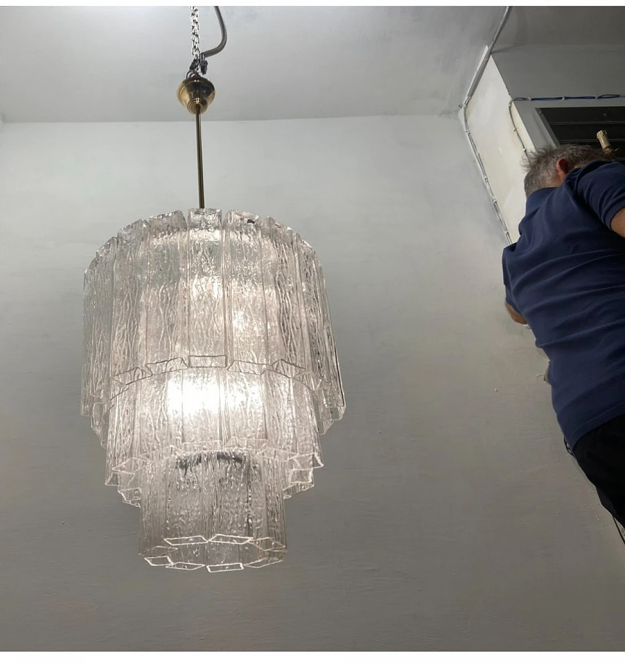 Lampadario a tubi in vetro di Murano di Zonca, anni '70 4