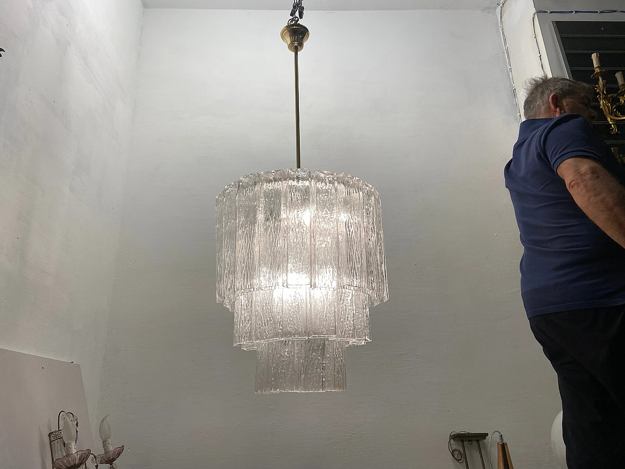 Lampadario a tubi in vetro di Murano di Zonca, anni '70 6