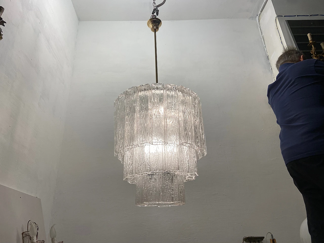 Lampadario a tubi in vetro di Murano di Zonca, anni '70 7