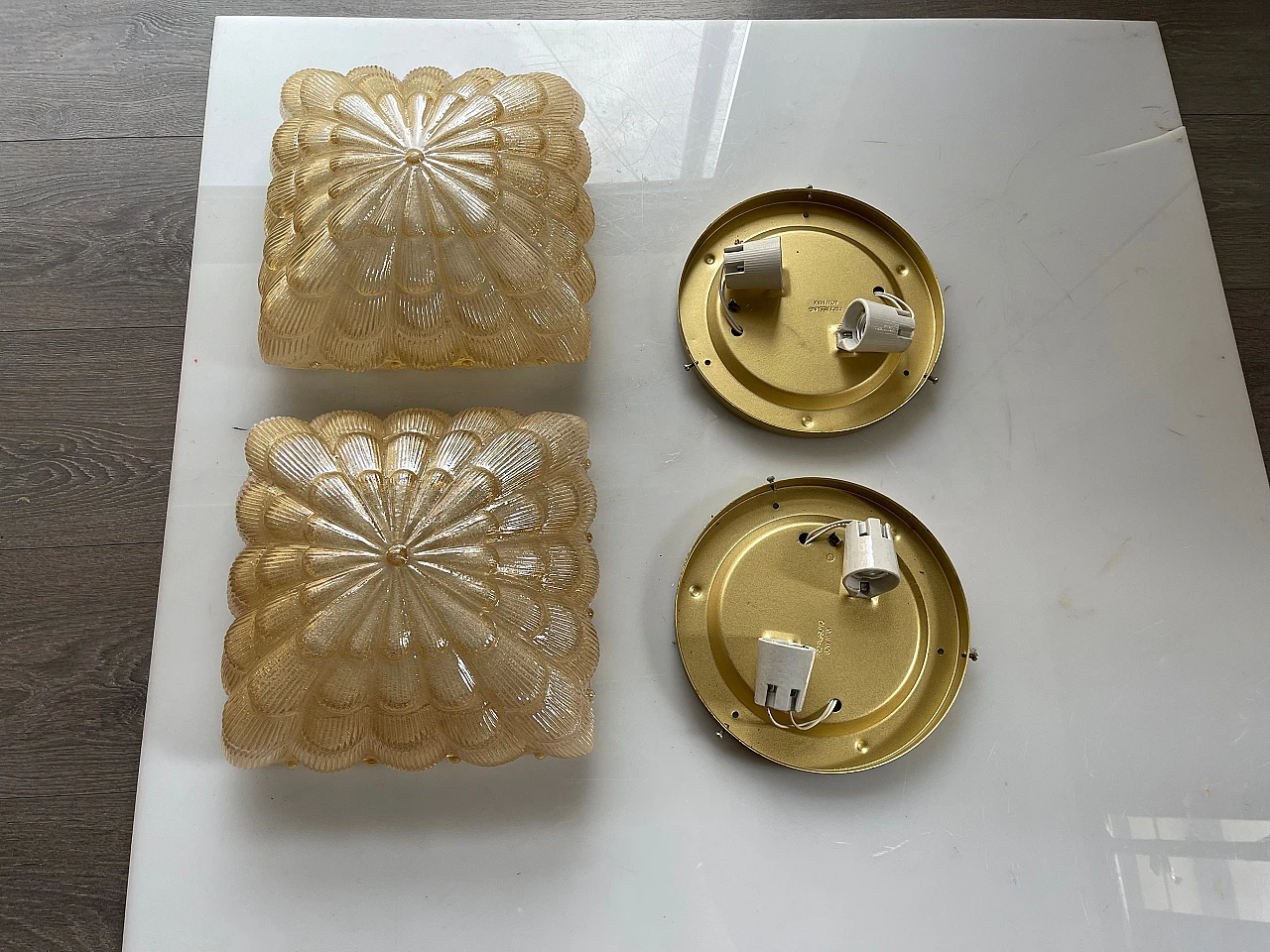 Pair of recessed Murano glass lamps by Staff, 1970s 10