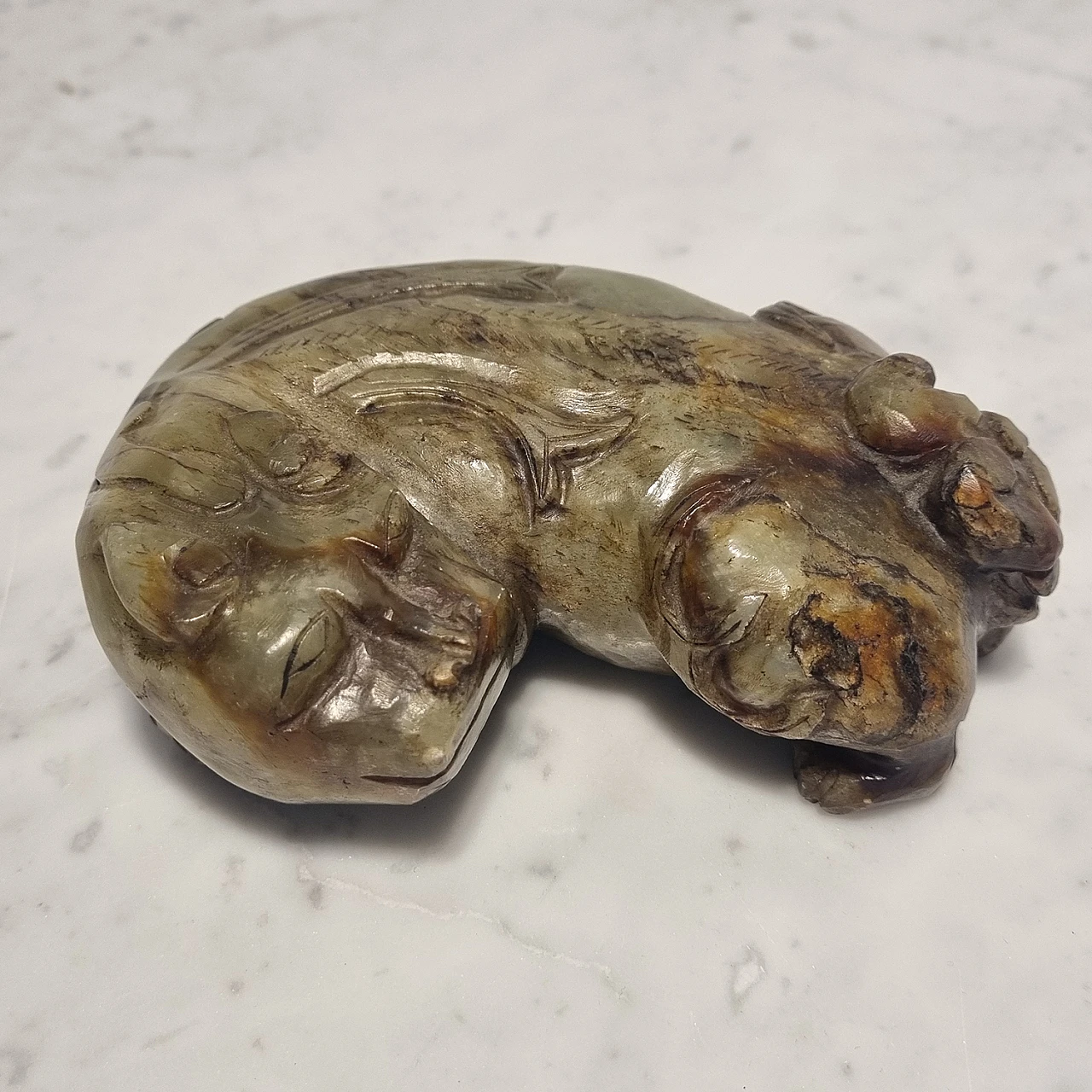 Scultura in giada di cane Fo, anni '30 1