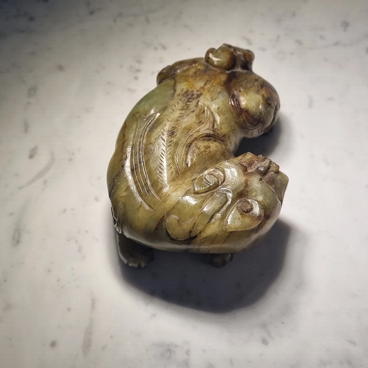 Scultura in giada di cane Fo, anni '30 3