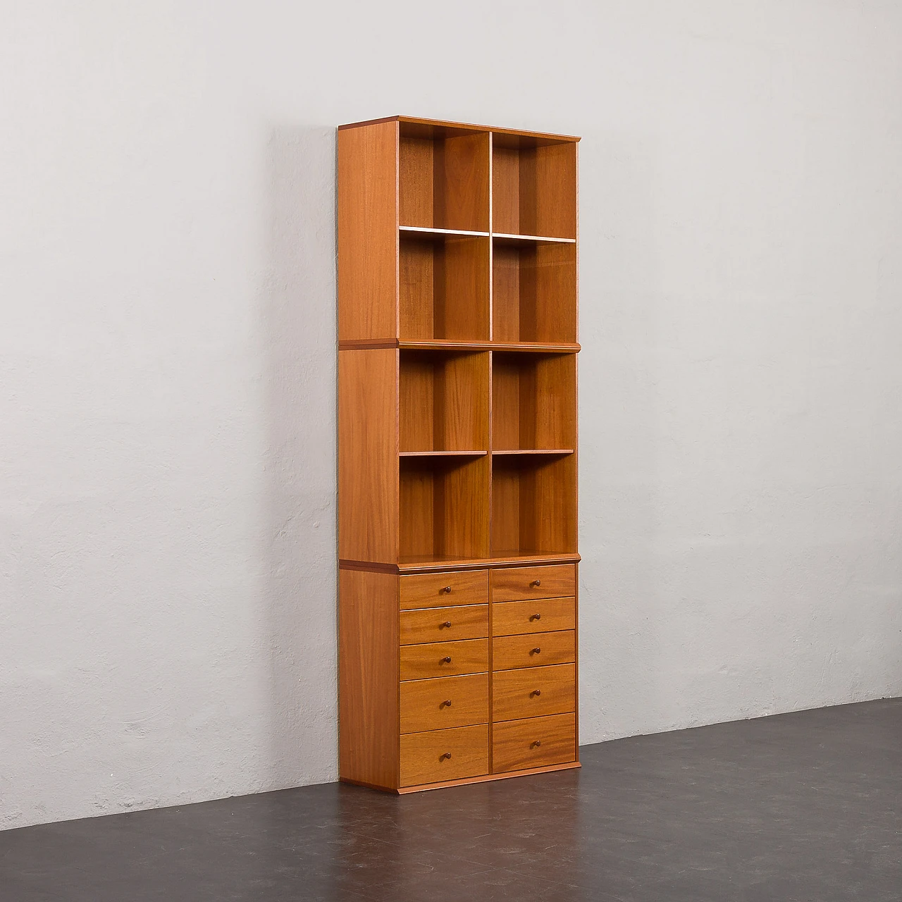 Modular cherry wood bookcase in the style of Mogens Koch, 1970s 1