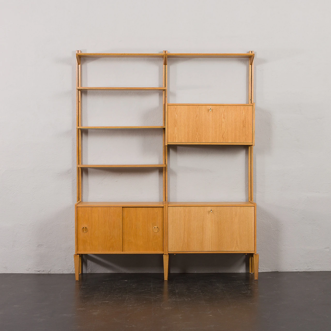 Libreria in rovere a due campate di Sven Andersen, anni '60 1