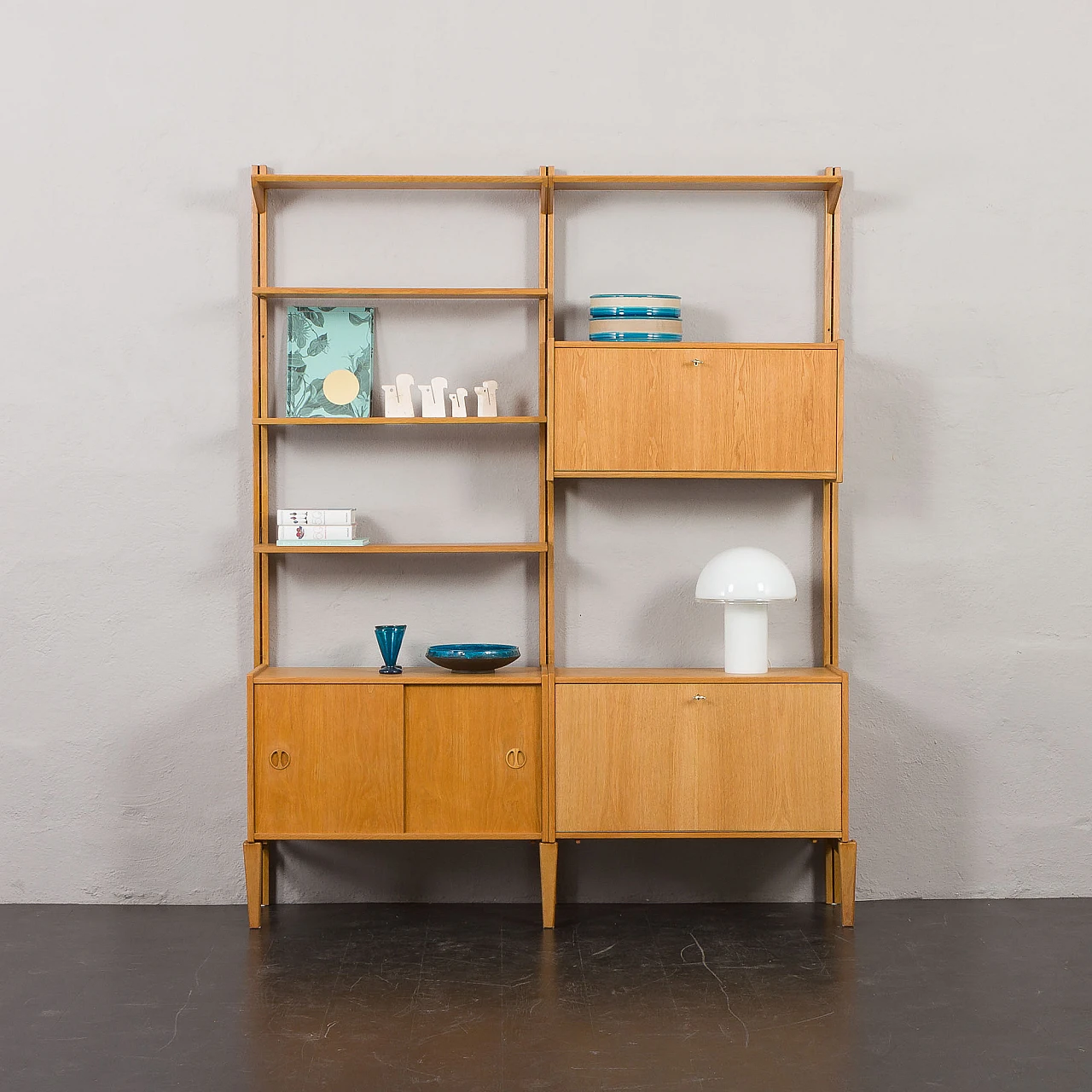 Libreria in rovere a due campate di Sven Andersen, anni '60 3