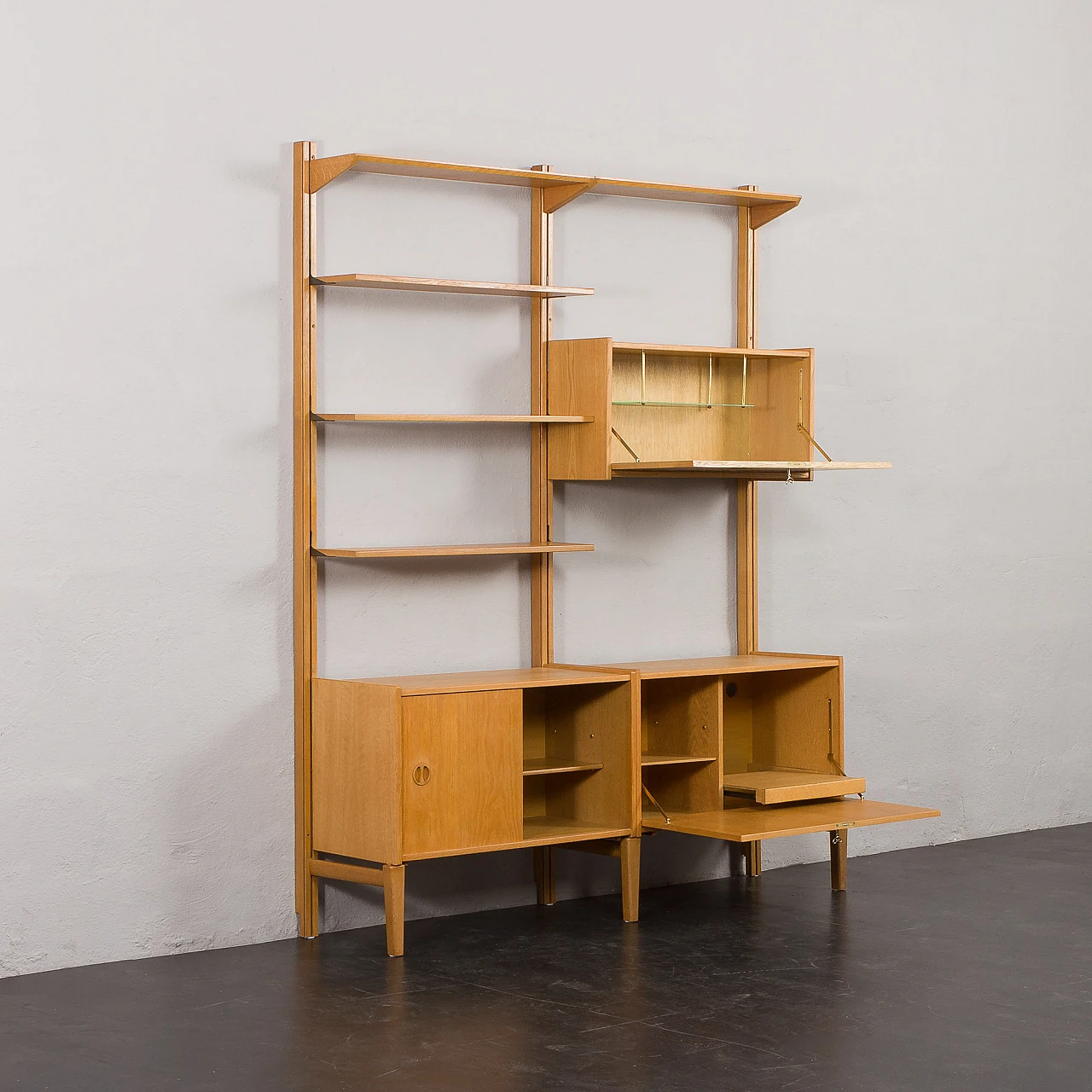 Libreria in rovere a due campate di Sven Andersen, anni '60 6