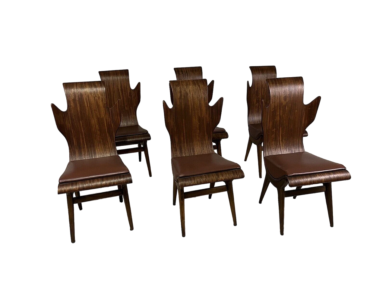 6 Sedie Fiamma di Dante Latorre per Pozzi & Verga, anni '60 2