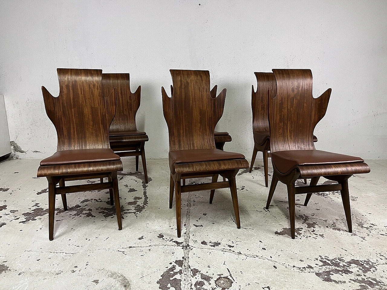 6 Sedie Fiamma di Dante Latorre per Pozzi & Verga, anni '60 3