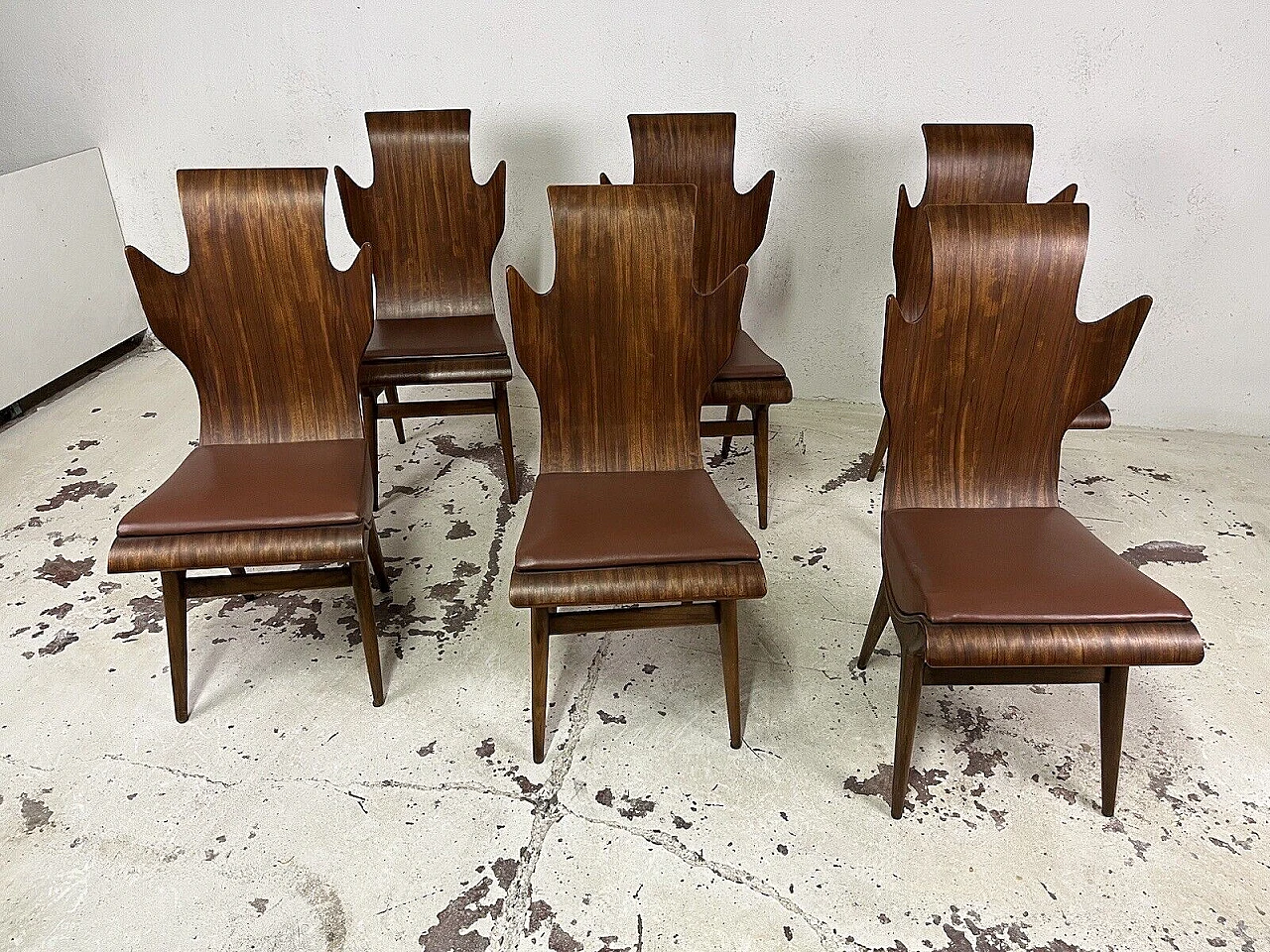 6 Sedie Fiamma di Dante Latorre per Pozzi & Verga, anni '60 4