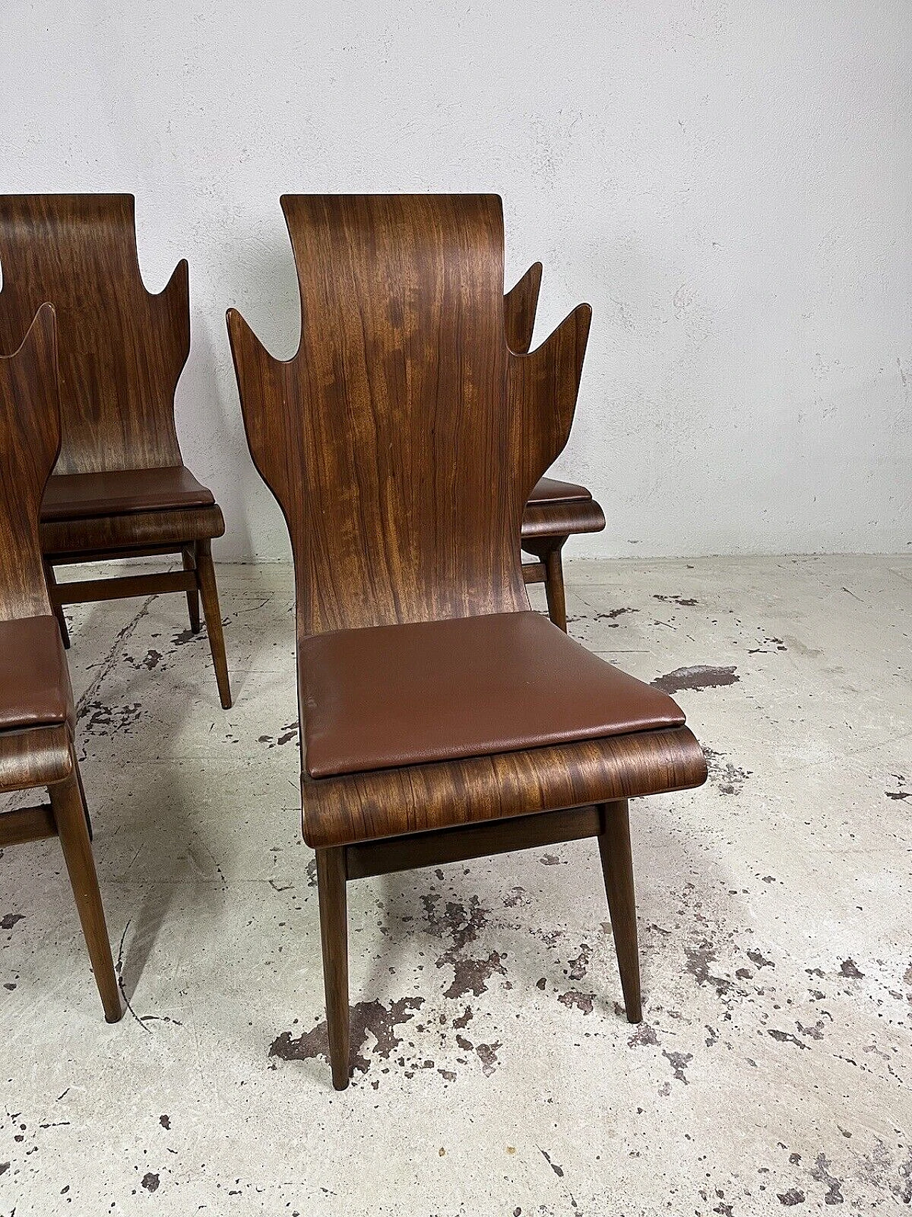 6 Sedie Fiamma di Dante Latorre per Pozzi & Verga, anni '60 5