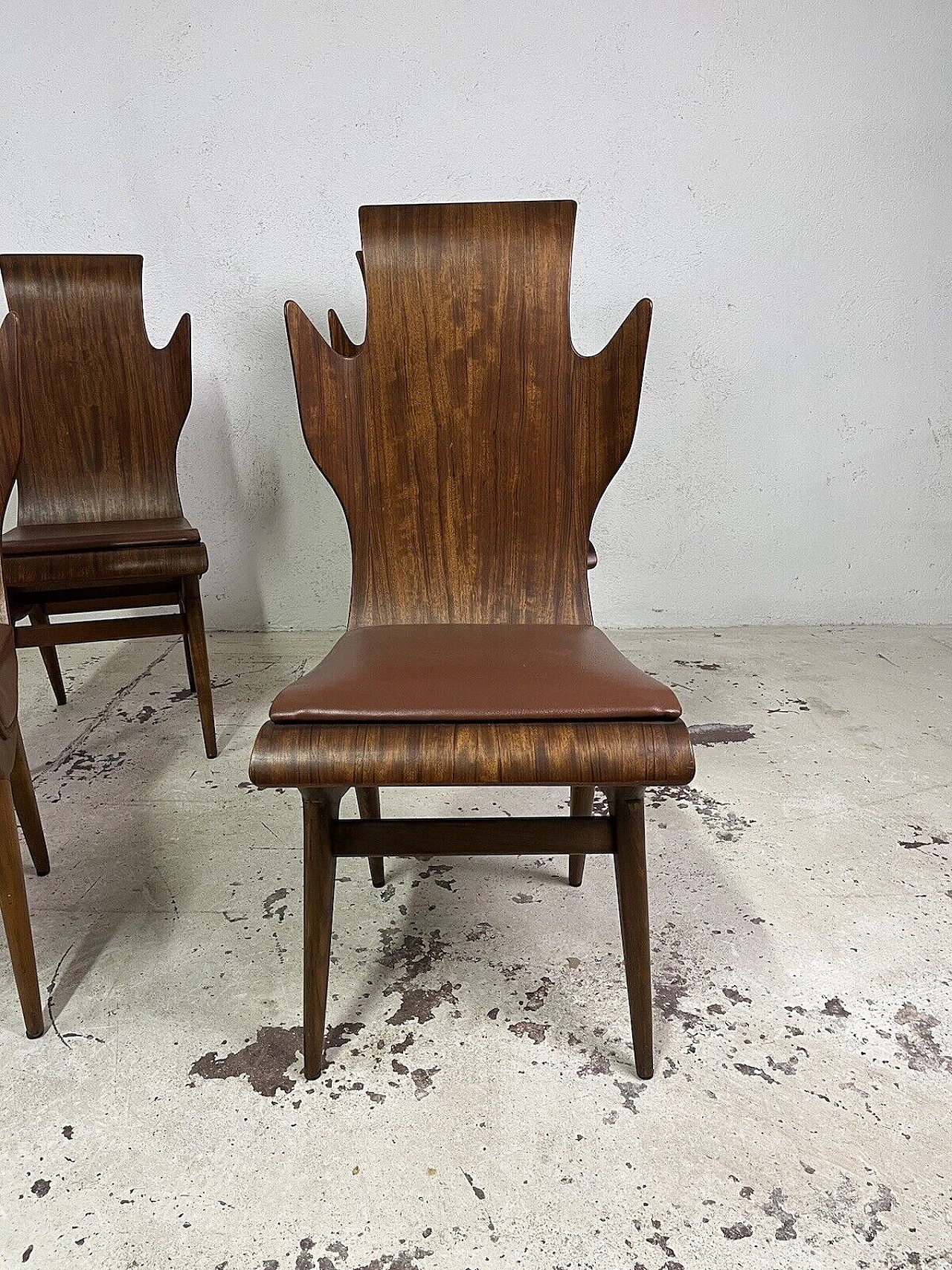 6 Sedie Fiamma di Dante Latorre per Pozzi & Verga, anni '60 6