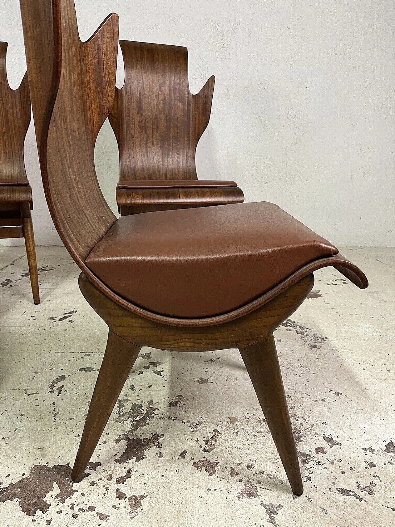 6 Sedie Fiamma di Dante Latorre per Pozzi & Verga, anni '60 13