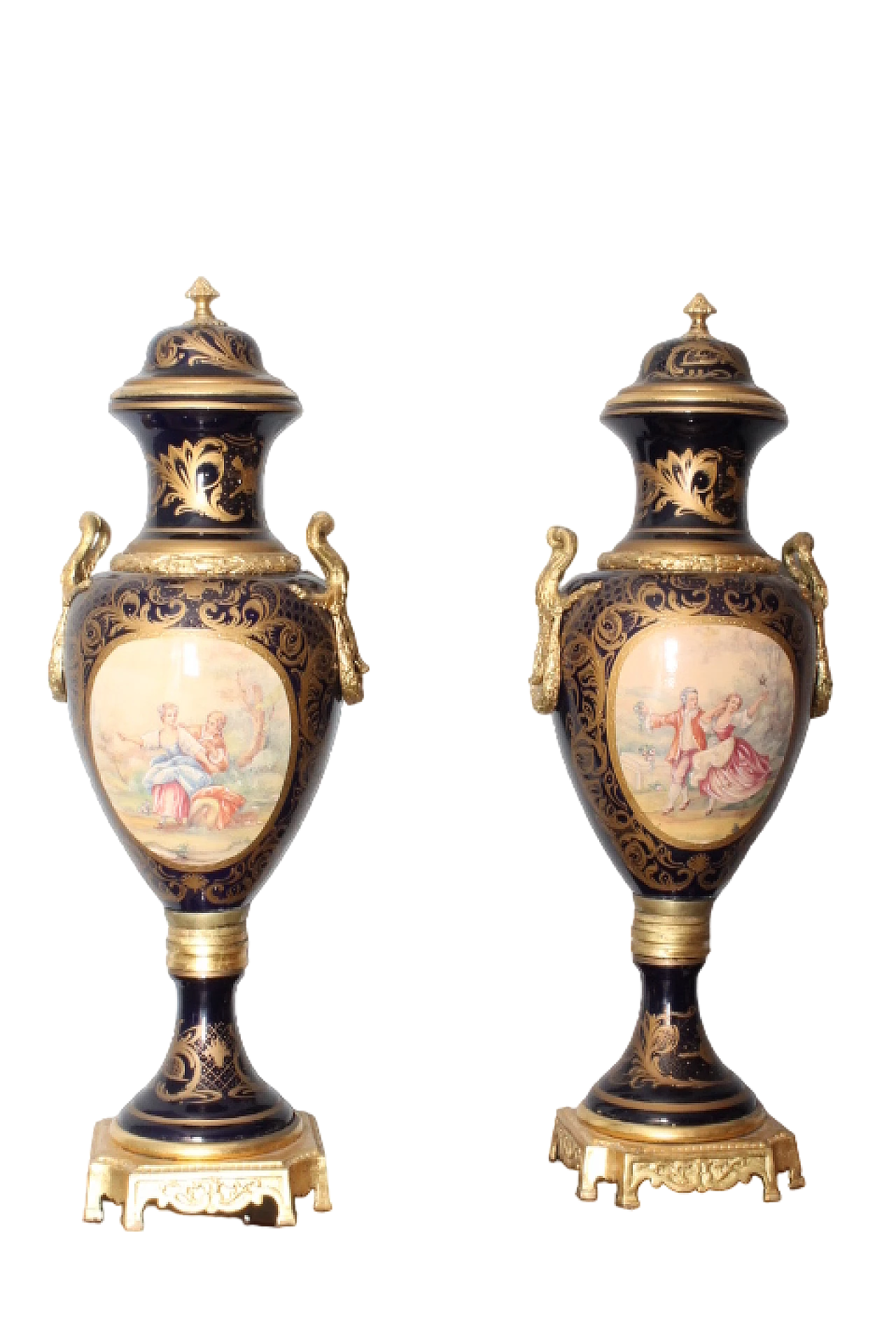 Pair of Sevres porcelain vases with bronzes, early 20th century 23