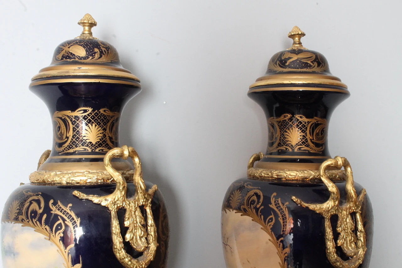 Pair of Sevres porcelain vases with bronzes, early 20th century 24