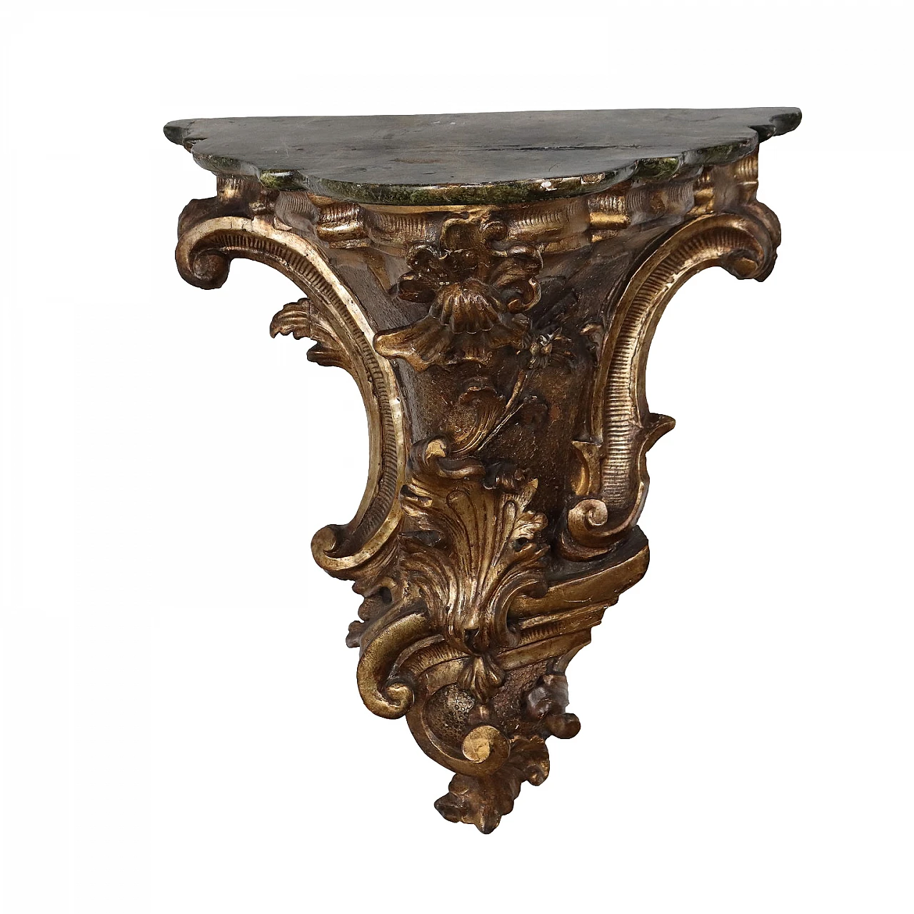 Rococo lacquered and gilded wood statue holder shelf, mid-18th century 1