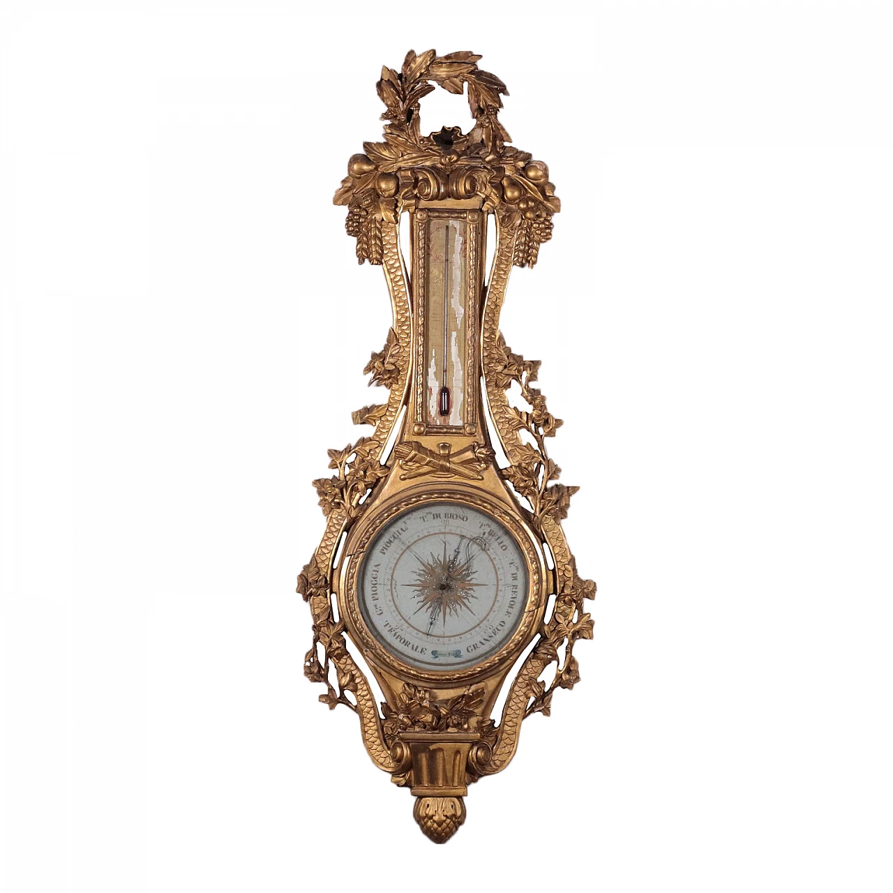 Gilded wooden barometer by Fiorone, 18th-century 1