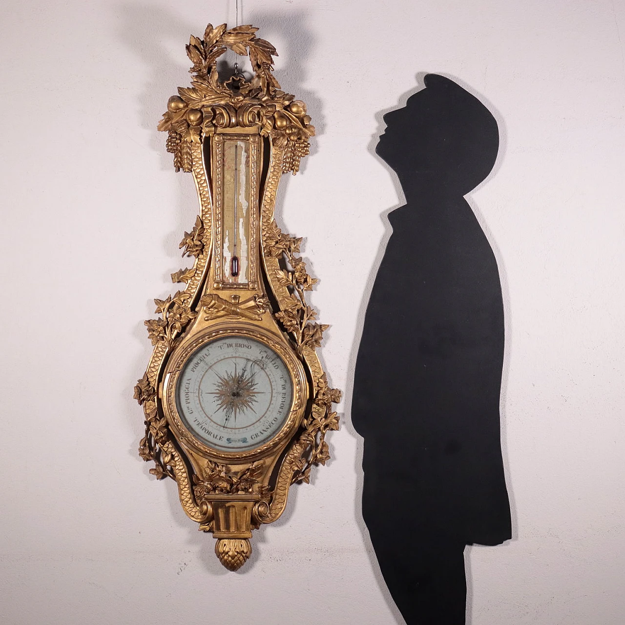 Gilded wooden barometer by Fiorone, 18th-century 2