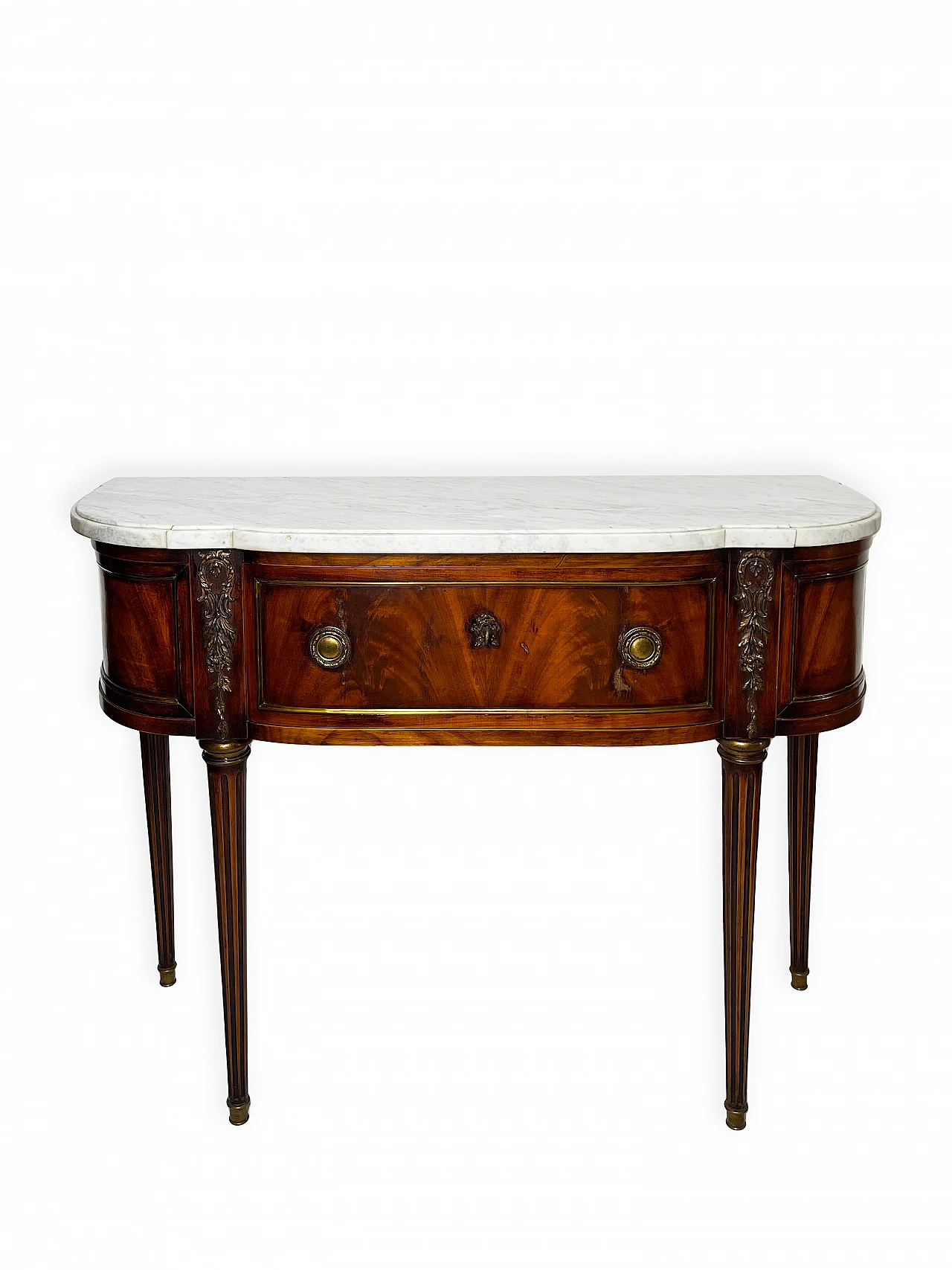 Louis XVI mahogany feather console table, 19th century 2