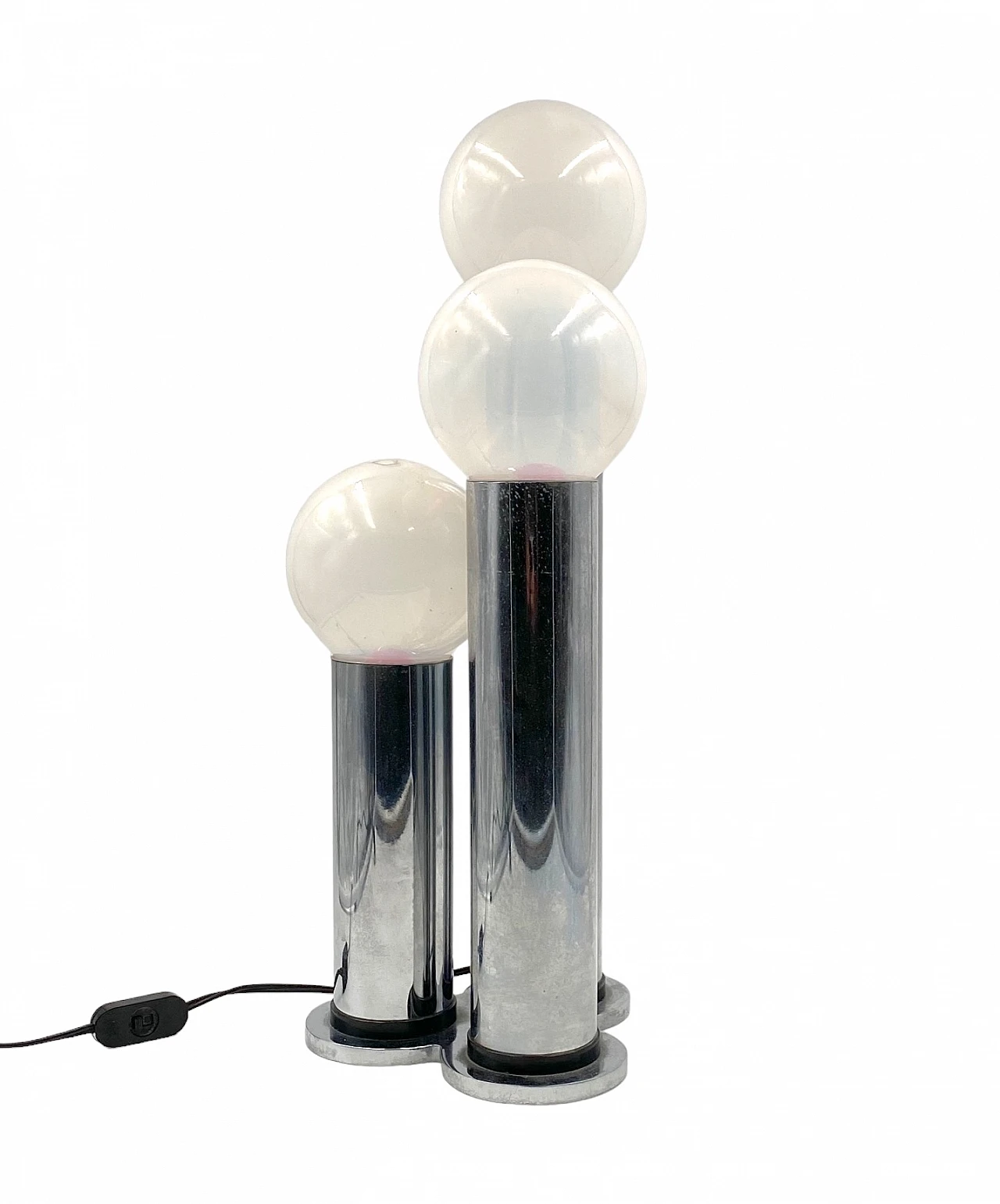 Metal and opaline glass table lamp by Lama, 1970s 13