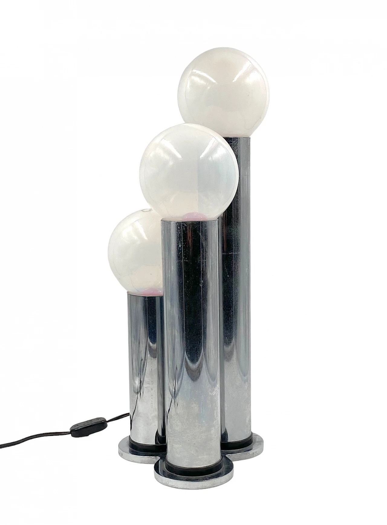 Metal and opaline glass table lamp by Lama, 1970s 14