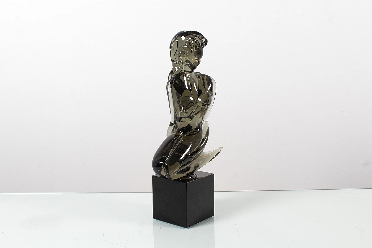 Scultura di nudo femminile in vetro attribuita a L. Rosin, anni '70 2