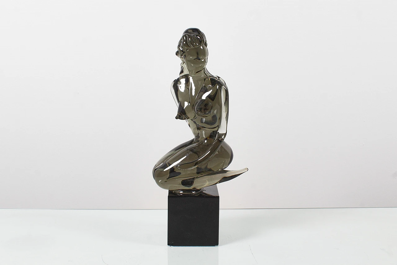 Scultura di nudo femminile in vetro attribuita a L. Rosin, anni '70 3