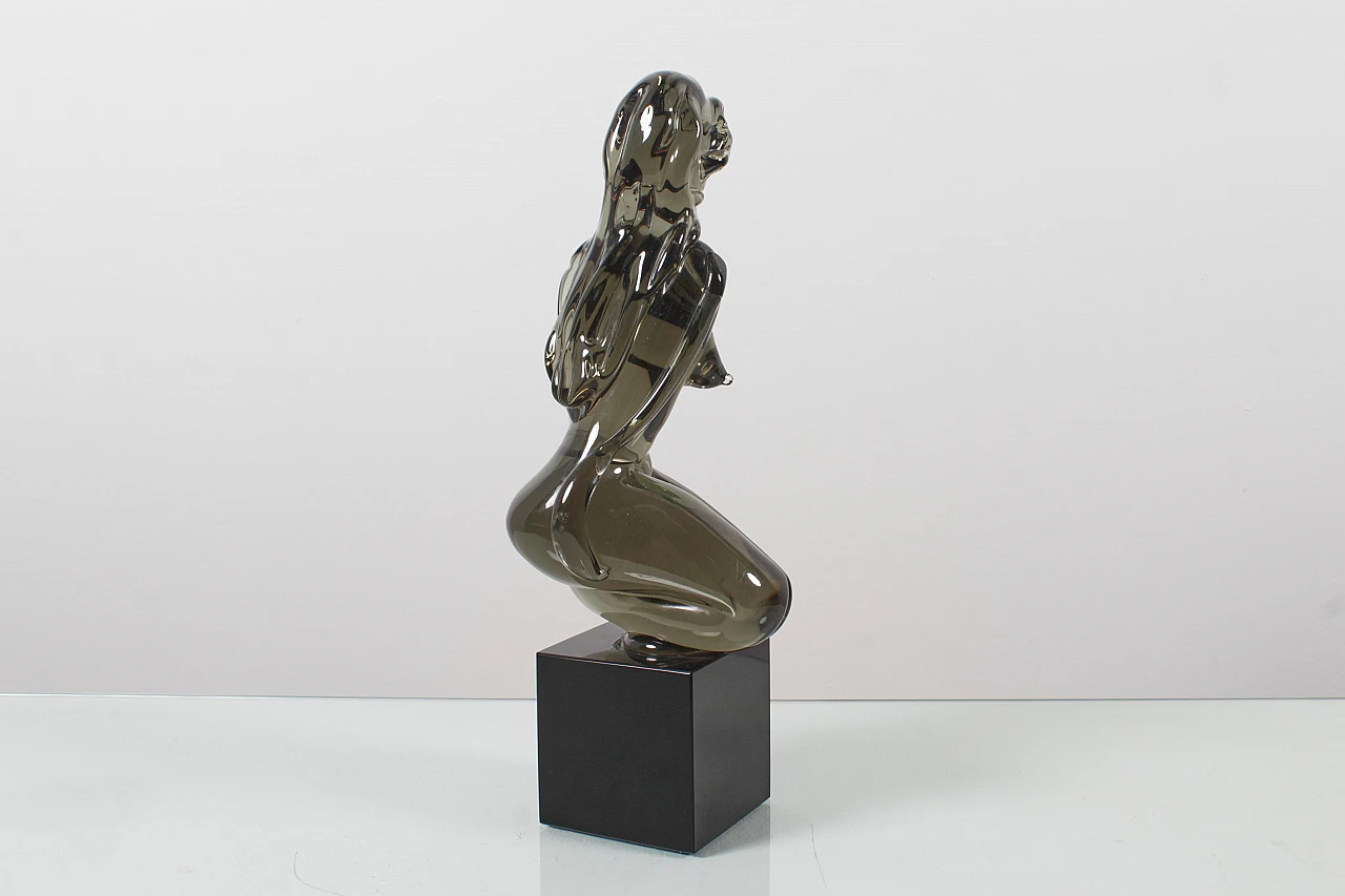 Scultura di nudo femminile in vetro attribuita a L. Rosin, anni '70 5