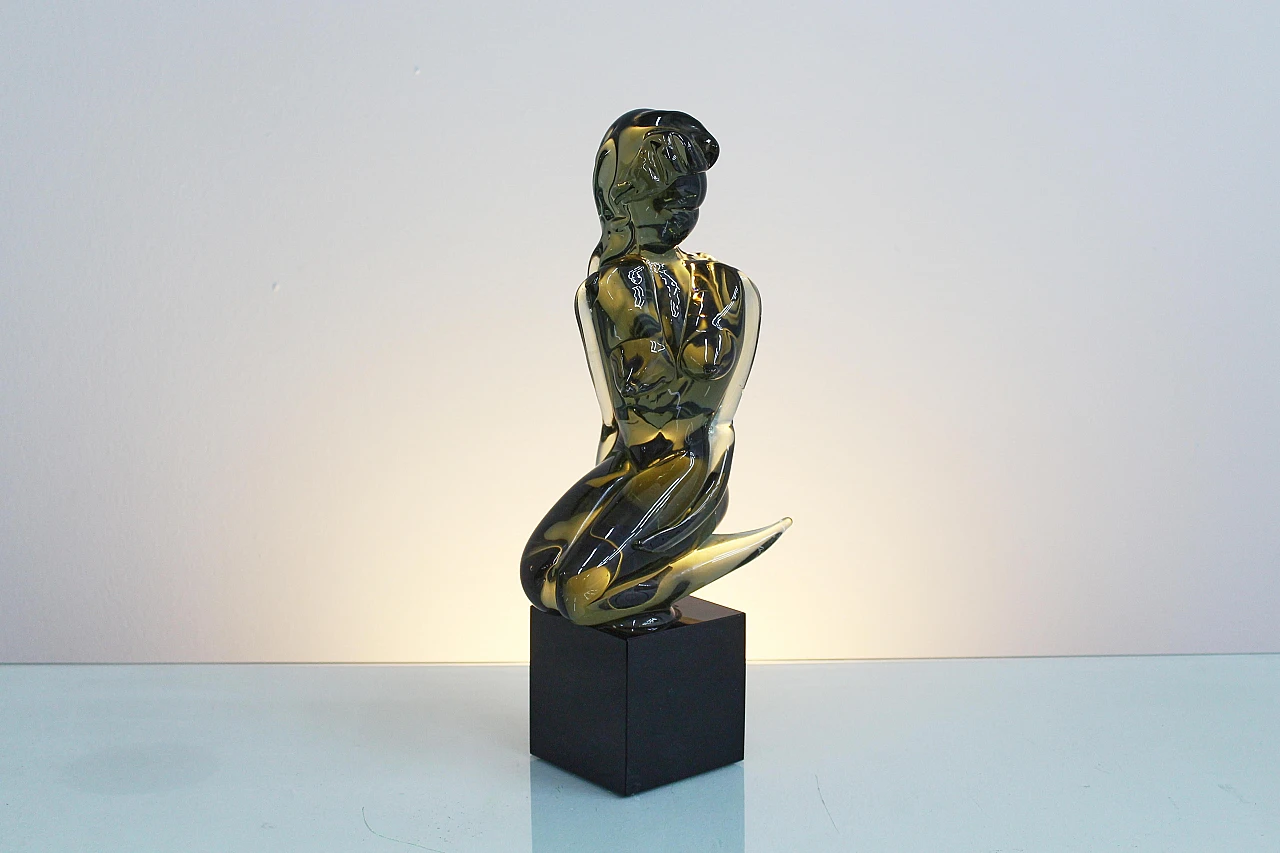 Scultura di nudo femminile in vetro attribuita a L. Rosin, anni '70 7