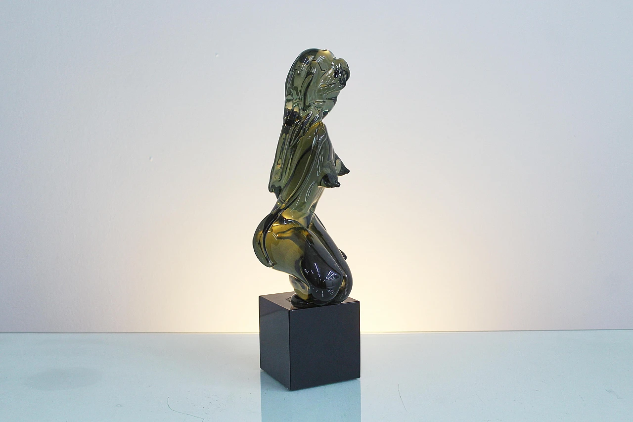 Scultura di nudo femminile in vetro attribuita a L. Rosin, anni '70 12