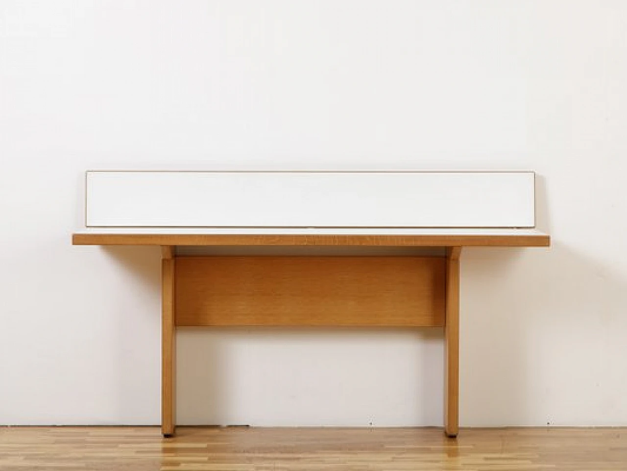 Consolle in legno chiaro e laminato bianco, anni '80 2