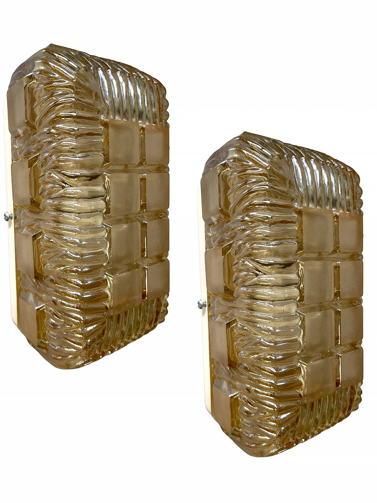 Pair of gold Murano glass wall sconces by Staff, 1970s 1