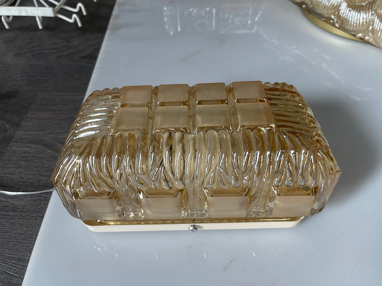 Pair of gold Murano glass wall sconces by Staff, 1970s 9