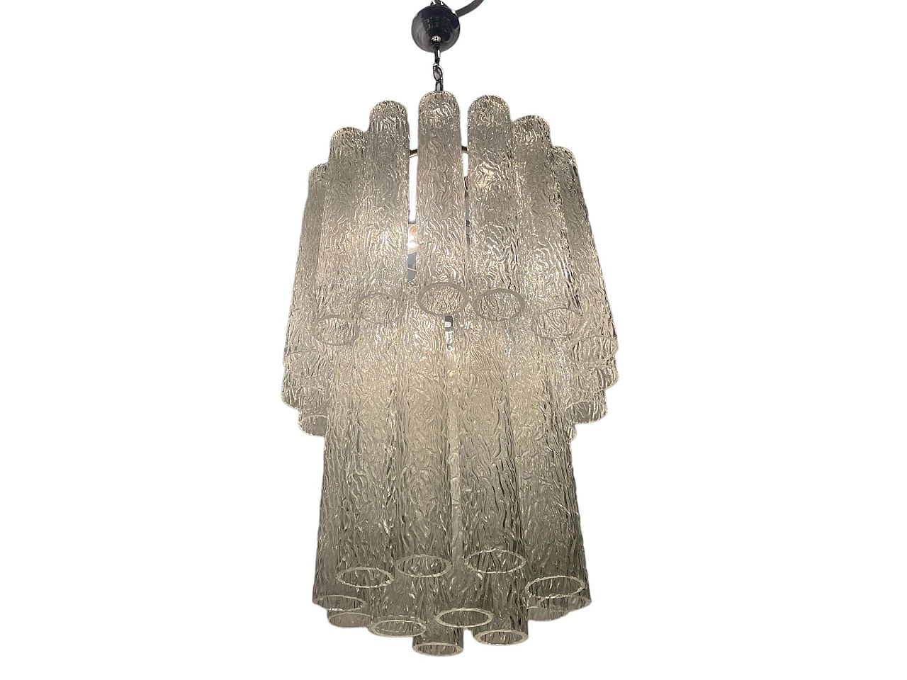 Murano glass textured tube chandelier by Venini, 1970s 1