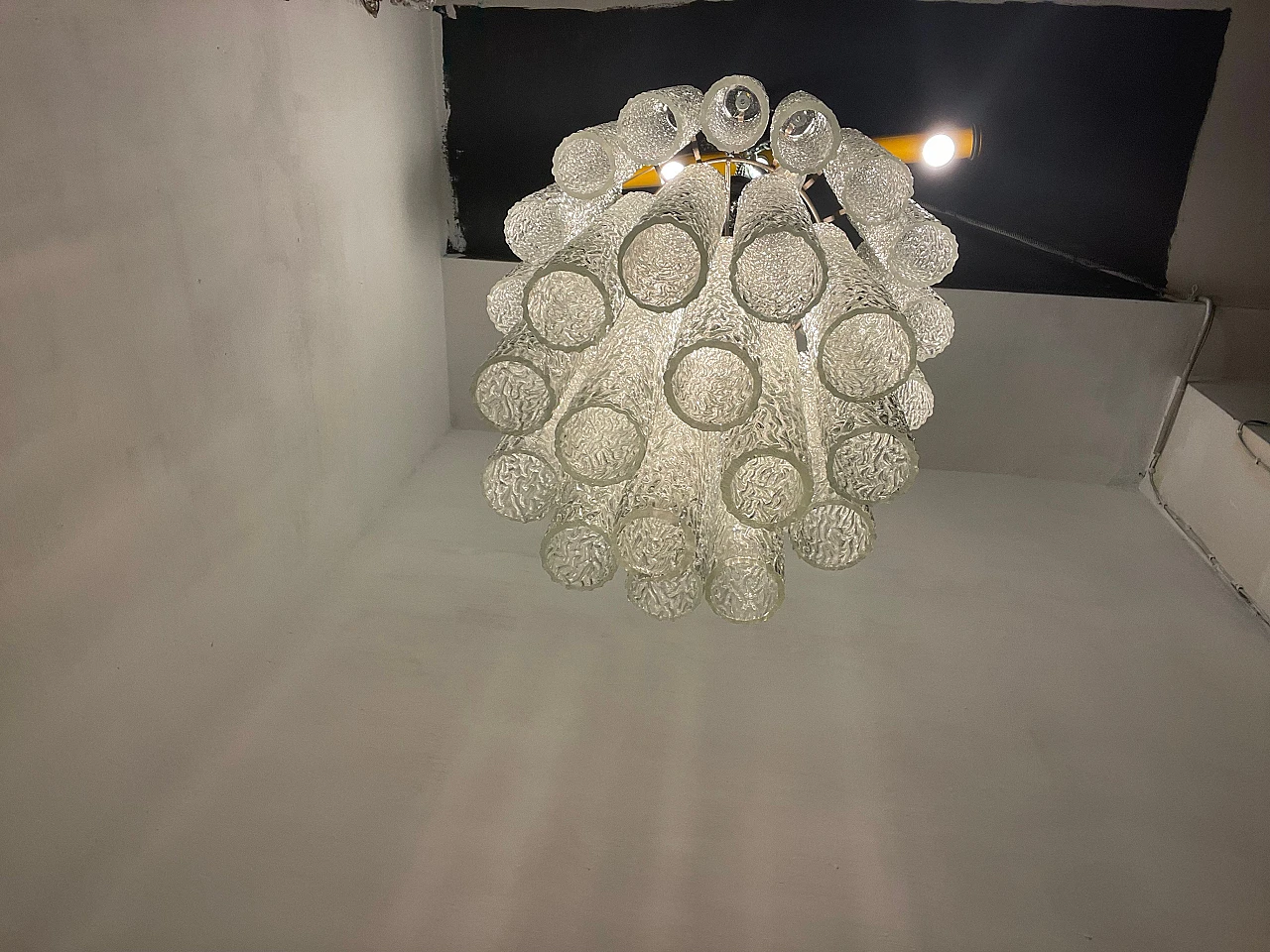 Murano glass textured tube chandelier by Venini, 1970s 2