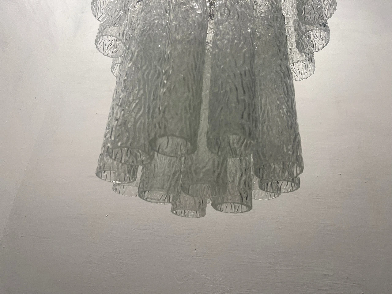 Murano glass textured tube chandelier by Venini, 1970s 3