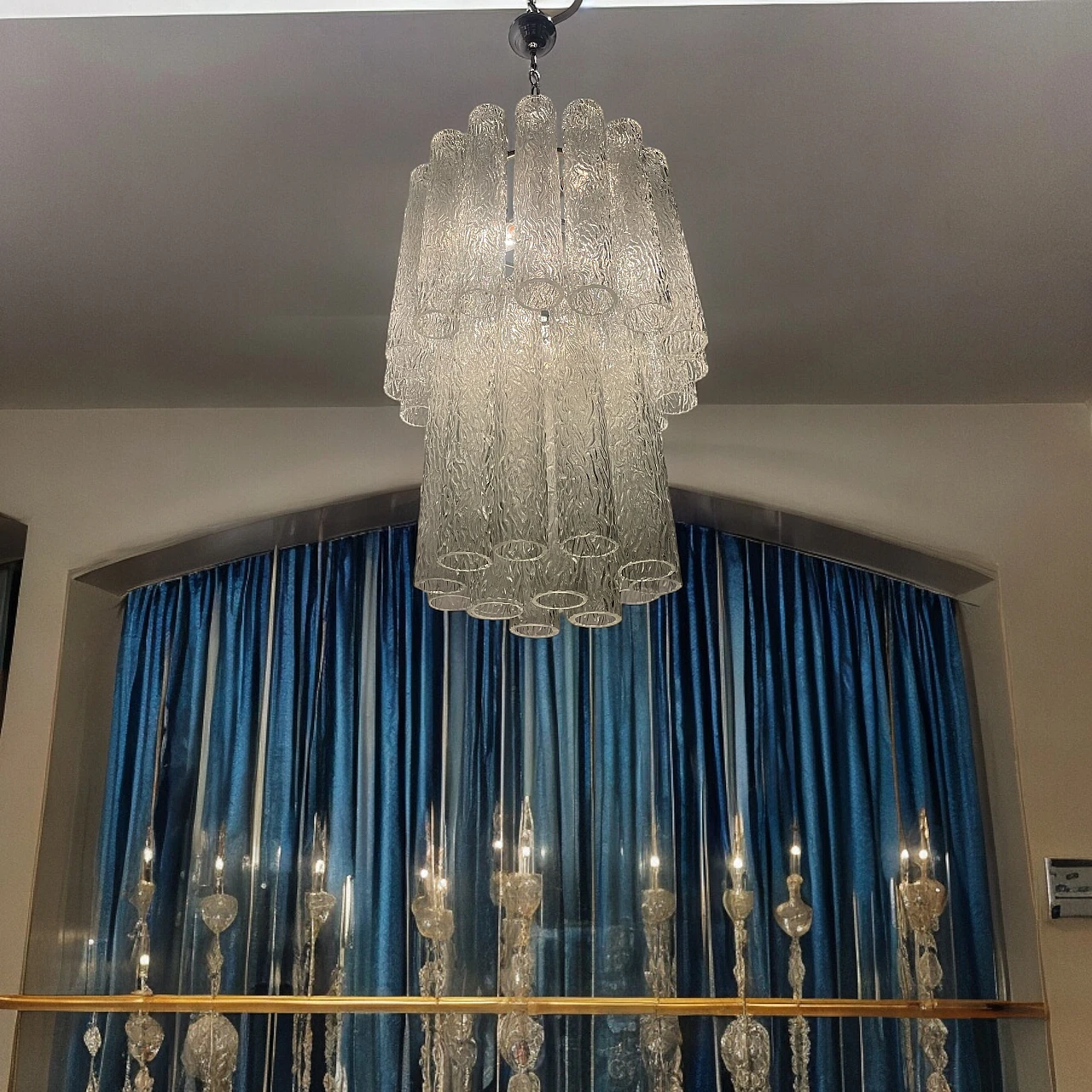 Murano glass textured tube chandelier by Venini, 1970s 6