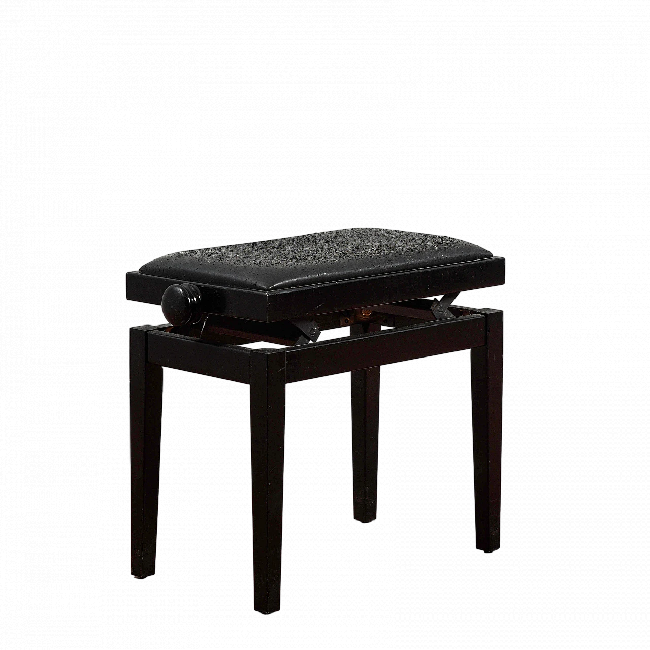 Sgabello da pianoforte regolabile in legno laccato e pelle, anni '90 2
