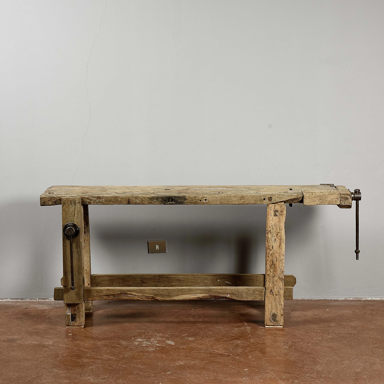 Wood and iron carpenter's bench with vise, late 19th century 3